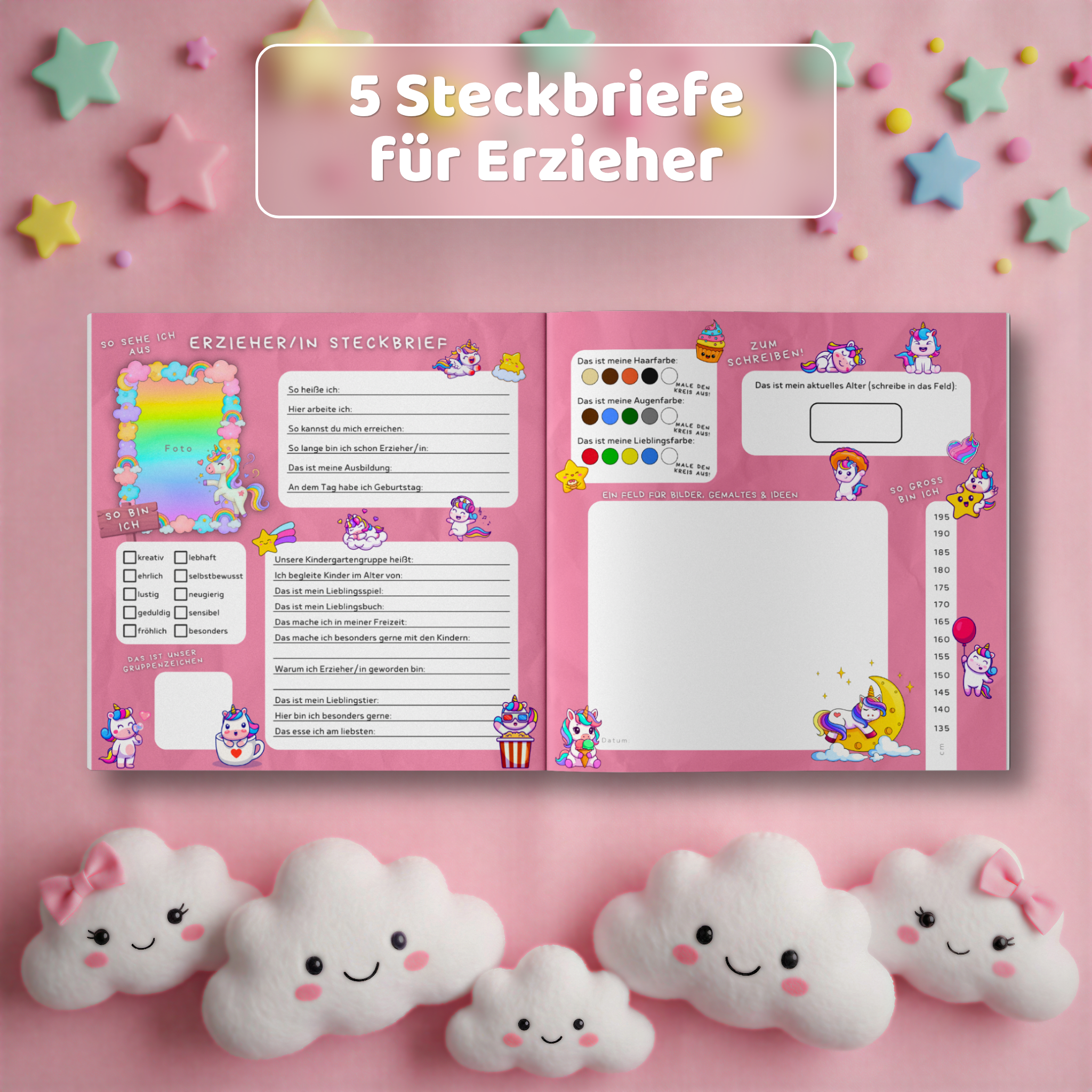 Mein Einhorn Freundebuch: Erzieher/in Steckbrief - Kindify