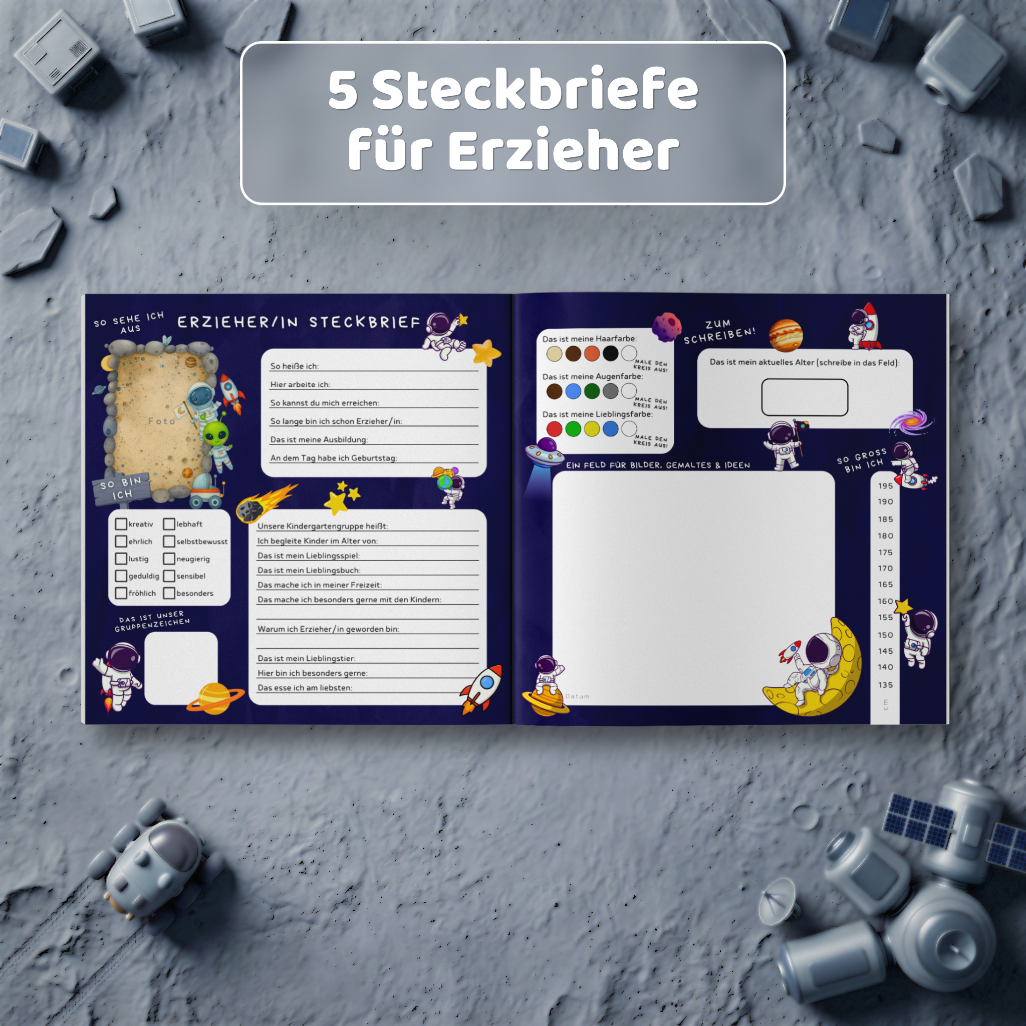 Mein Weltraum Freundebuch: Erzieher/in Steckbrief - Kindify