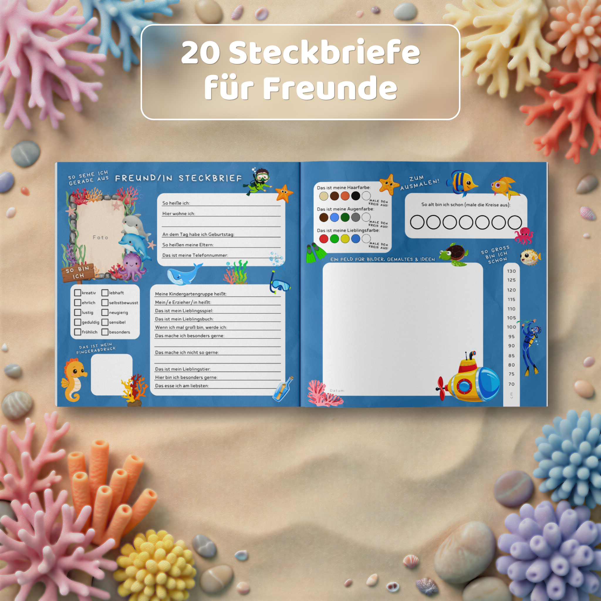 Mein Unterwasser Freundebuch: Freunde Steckbrief - Kindify