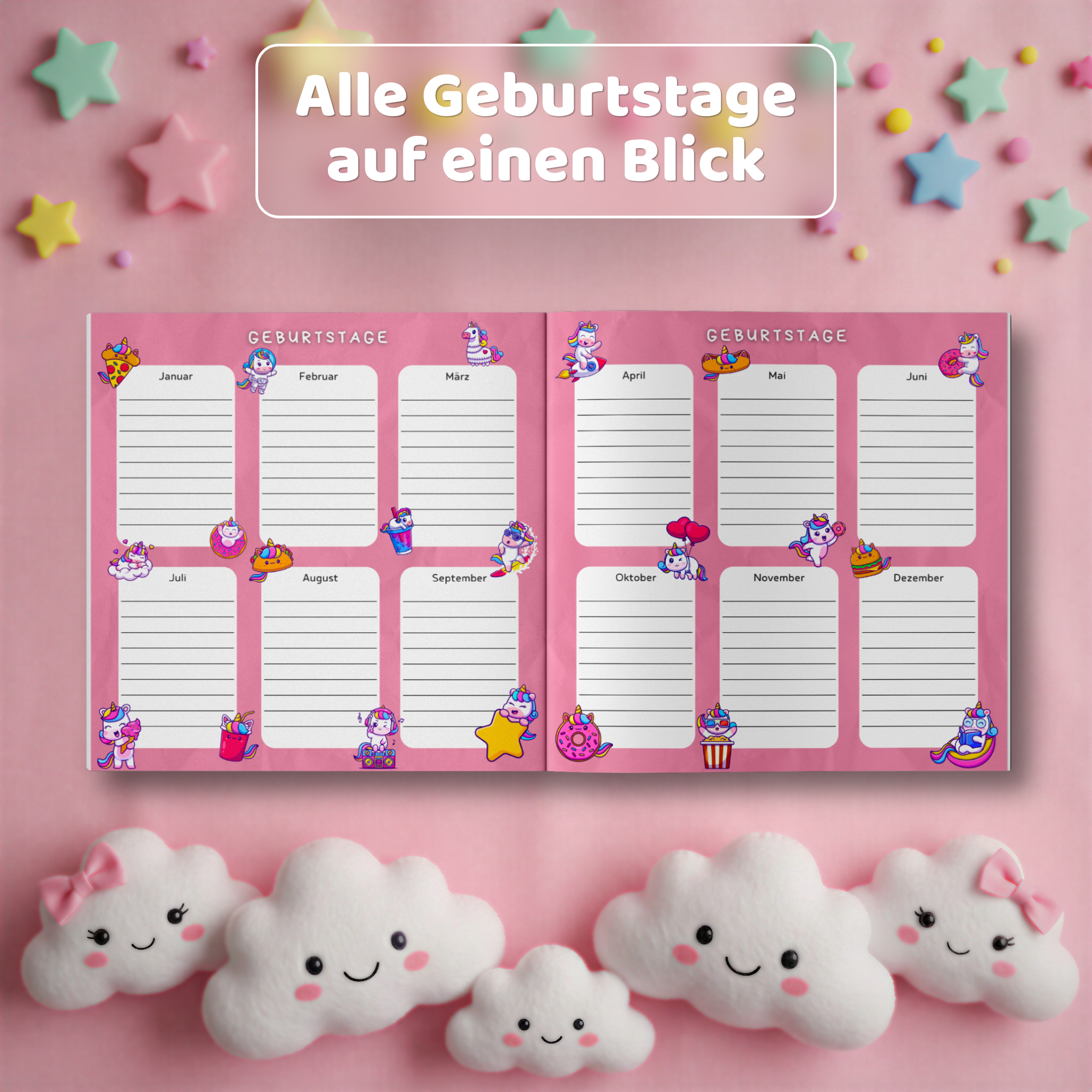 Mein Einhorn Freundebuch: Geburtstagskalender - Kindify