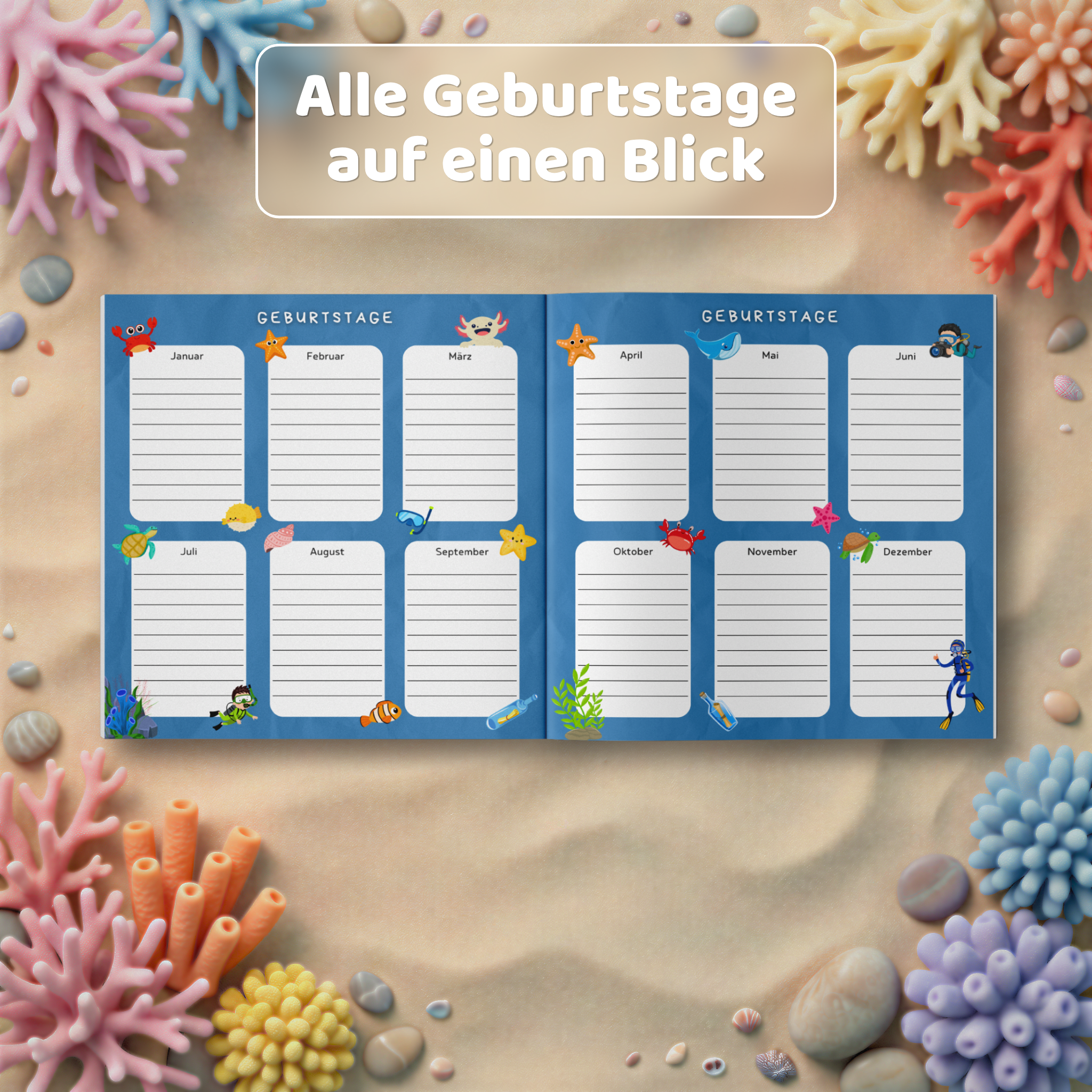 Mein Unterwasser Freundebuch: Geburtstagskalender - Kindify